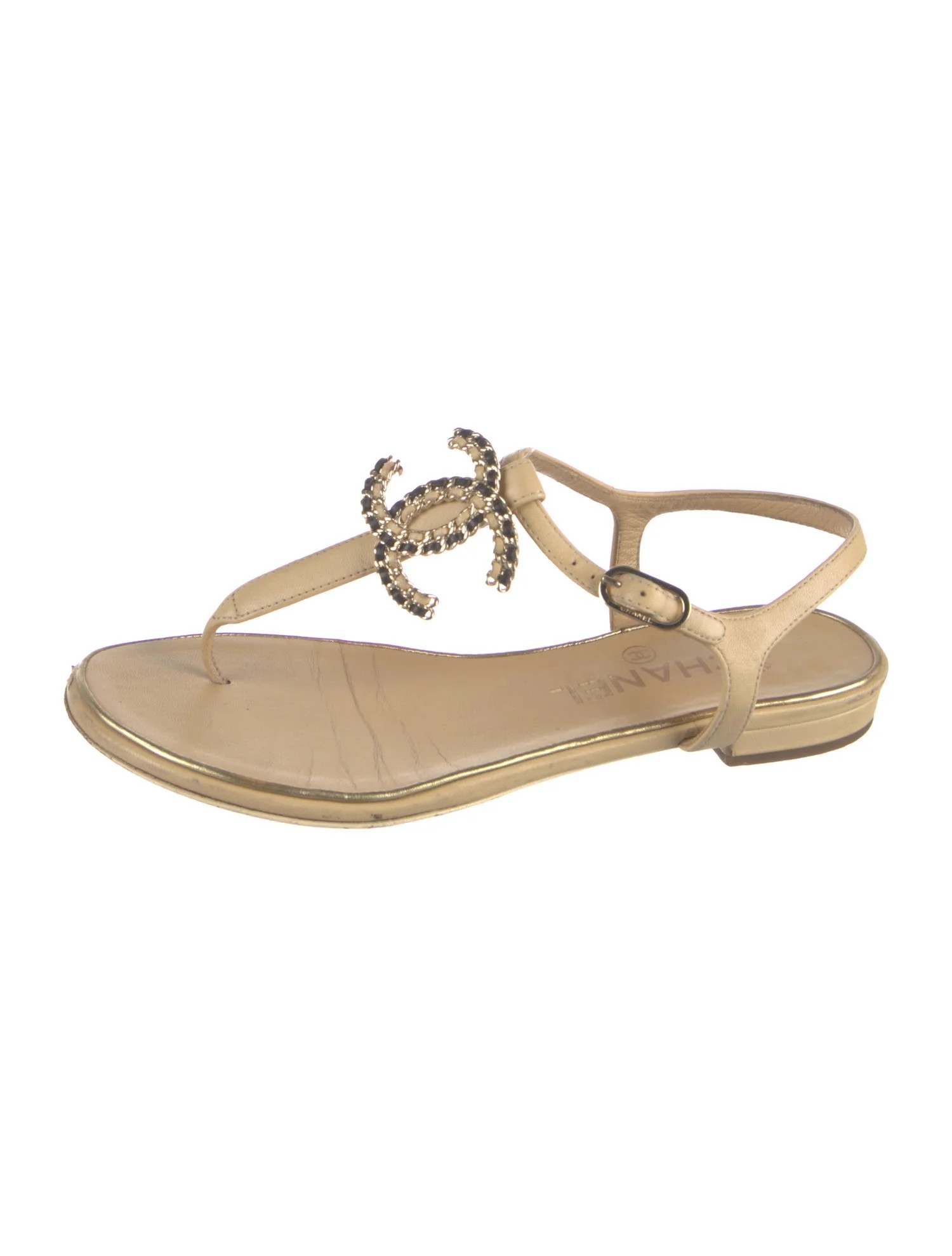 2019 Interlocking CC Logo T-Strap Sandals | The RealReal