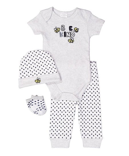 Gray "Bee Kind" Bodysuit & Pants Set - Newborn | Zulily