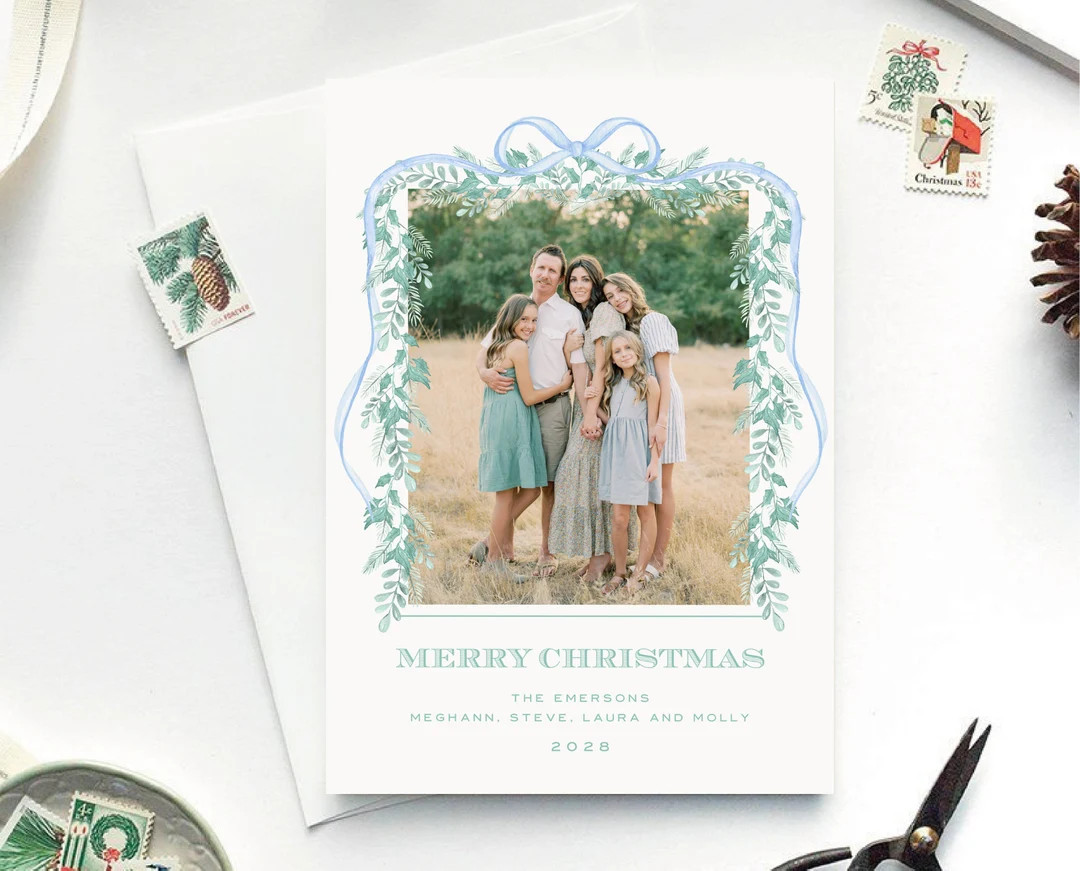 Personalized Grandmillenial Christmas Card, Classic Christmas, Photo Christmas Card, Watercolor H... | Etsy (US)