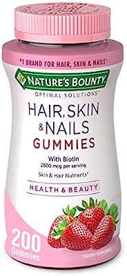 Nature's Bounty Vitamin Biotin Optimal Solutions Hair, Skin and Nails Gummies, 200 Count, (Pack o... | Amazon (US)