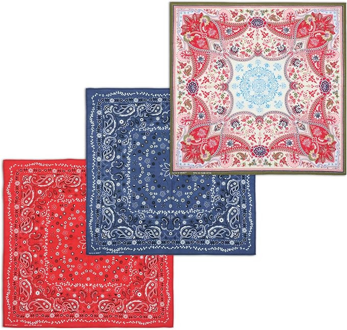 100% Combed Cotton Bandanas 3 Packs, Face Bandana for Women and Men, Unisex Multi-functional Head... | Amazon (US)