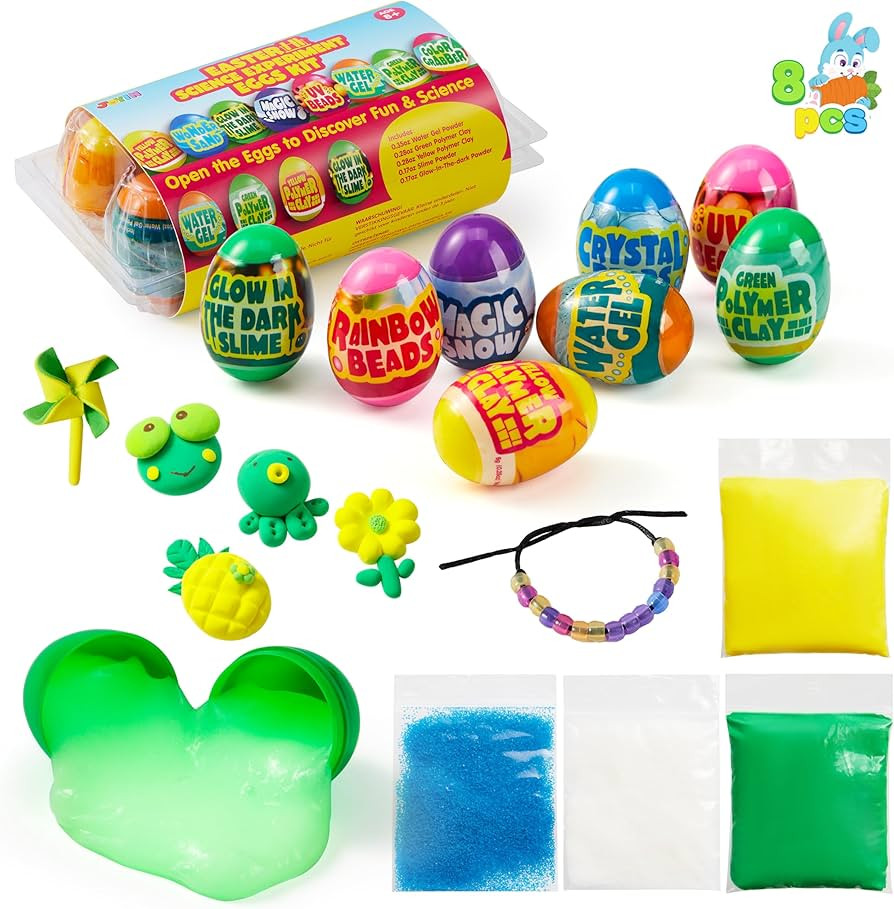 JOYIN 8 Pcs Easter Science Experiment Eggs, Colorful Eggs Prefilled with Science Activity Kit, Ea... | Amazon (US)