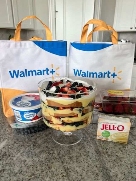 This Berry Trifle is a perfect dessert for Easter! #WalmartPartner It’s so easy to make and I use my #WalmartPlus membership to order everything I need on the Walmart  app and have it delivered to my door for free the same day! It’s delicious and the kids can help make it. 

Recipe: 
1 pound cake (frozen or fresh) 
1lb of strawberries 
1lb of blueberries 
1 container of whipped topping 
1 package of instant vanilla pudding 

Make the vanilla pudding according to the package, wash & slide the fruit and the pound cake then start layering! We started with the pound cake then a thin layer of pudding & fruit. Repeat that 3-4 times depending on the size of your trifle dish. Top with whipped topping and some fruit. ENJOY! 

Note: Free delivery- $35 order minimum. Restrictions apply. 

#LTKfamily #LTKhome #LTKSeasonal