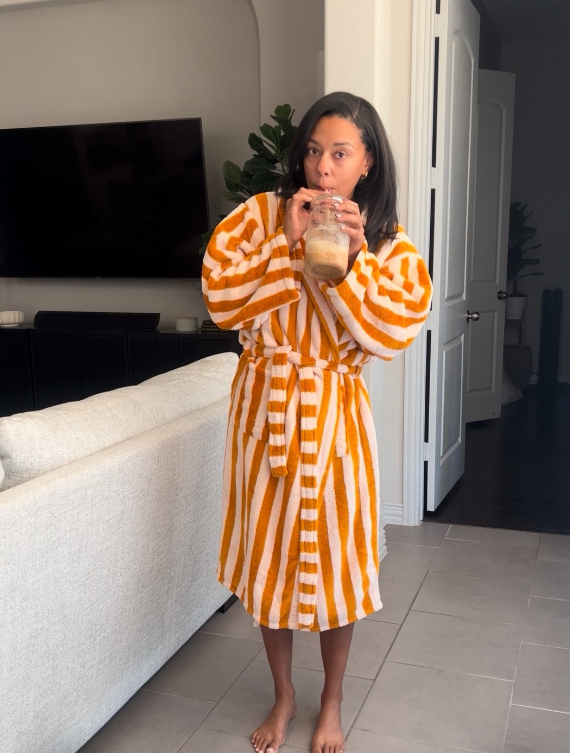 Trending stripe robe, $18! 