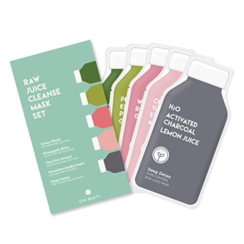 ESW Beauty Raw Juice Face Masks - 10-Pack Variety Set - Hydrating, Anti-Aging, Moisture Repair, Pore Control, Soothing & Revitalizing with Watermelon, Kale, Blue Spirulina, & Charcoal | Amazon (US)