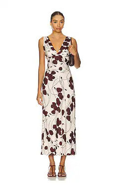 FAITHFULL THE BRAND Signe Maxi Dress in Dandelion Floral Bordeaux from Revolve.com | Revolve Clothing (Global)