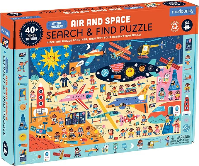 Air and Space Museum Search & Find Puzzle from Mudpuppy - Colorful Illustrations, Complete Puzzle... | Amazon (US)