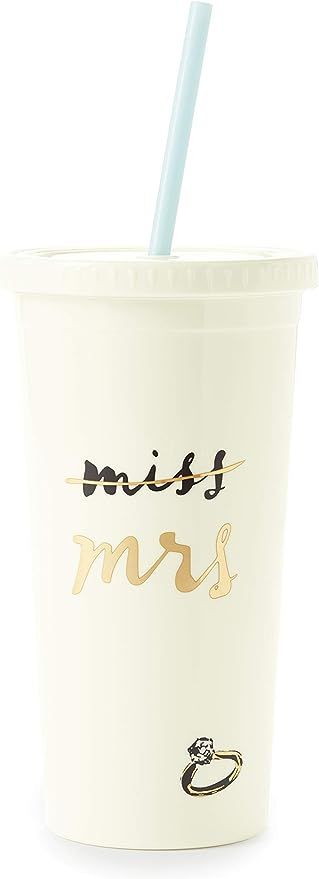 Kate Spade New York Bridal Insulated Tumbler with Reusable Straw, 20 Ounces, Miss to Mrs. (White) | Amazon (US)