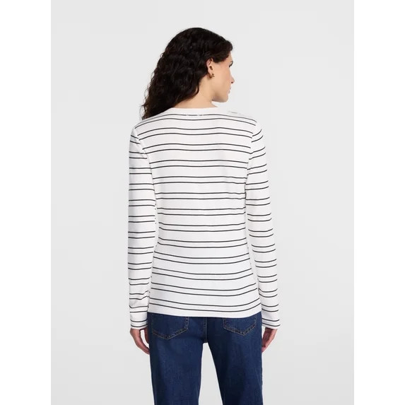 Scenario Women's and Women's Plus Rib Henley with Long Sleeves, Sizes XS-4X | Walmart (US)