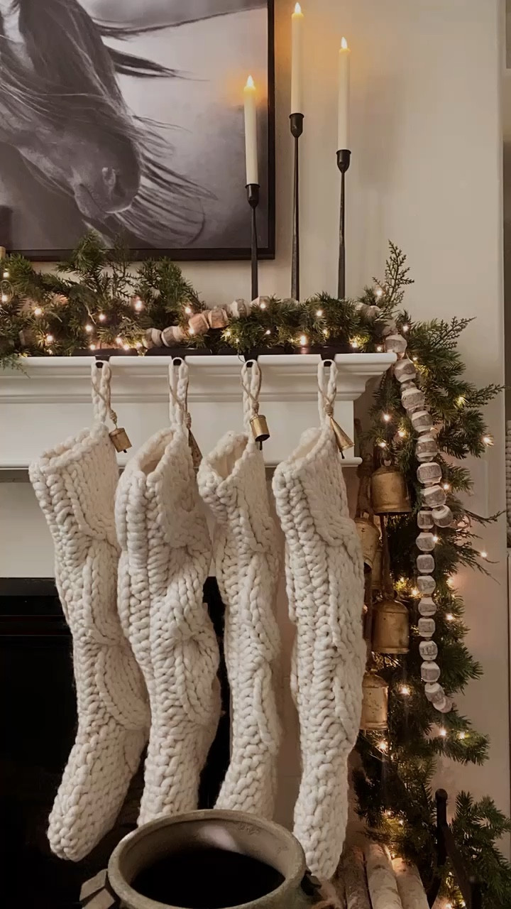 Neutral home, holiday decor, Christmas mantle styling, garland styling, Crate and Barrel, Amazon