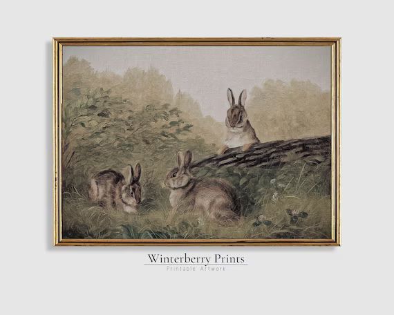 Easter Printable-vintage Rabbit Painting-vintage Easter | Etsy | Etsy (US)
