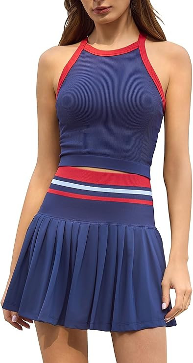 QINSEN Tennis Skirt Set for Women High Waisted Pleated Athletic Pickleball Skirt with Shorts Padd... | Amazon (US)