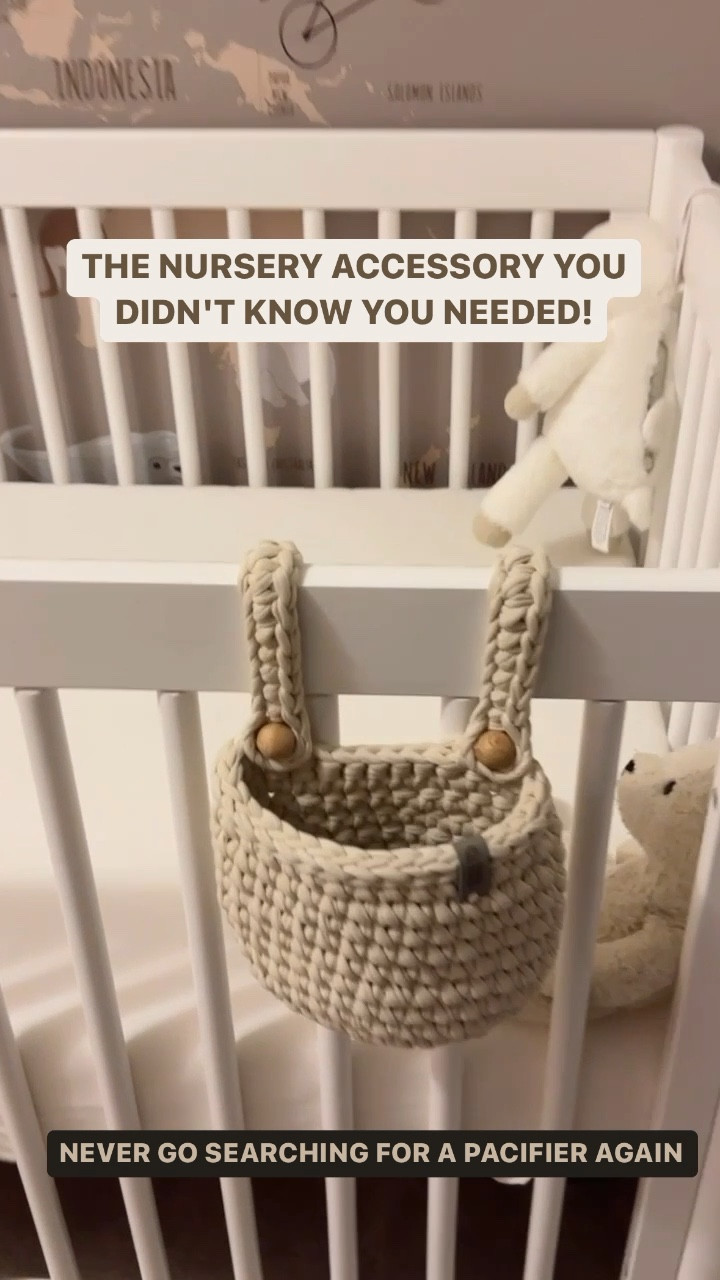 I was CONSTANTLY searching for binkys at bedtime on the floor, under the crib etc. after I bought this little basket that attached to the crib ABSOLUTE GAME CHANGER makes my life a little easier #nurserystorage #babystorage #babymusthaves 

#LTKhome #LTKbaby #LTKfamily