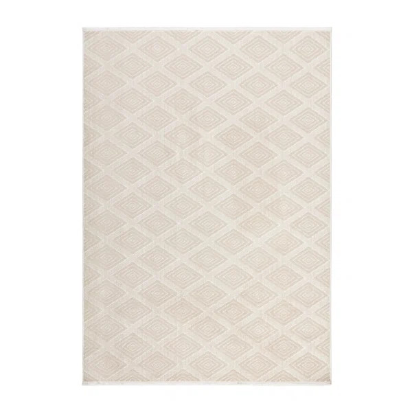 TOWN & COUNTRY EVERYDAY Rein Solid Diamond Everwash Non-Slip Backing Washable Area Rug Beige | Wayfair North America