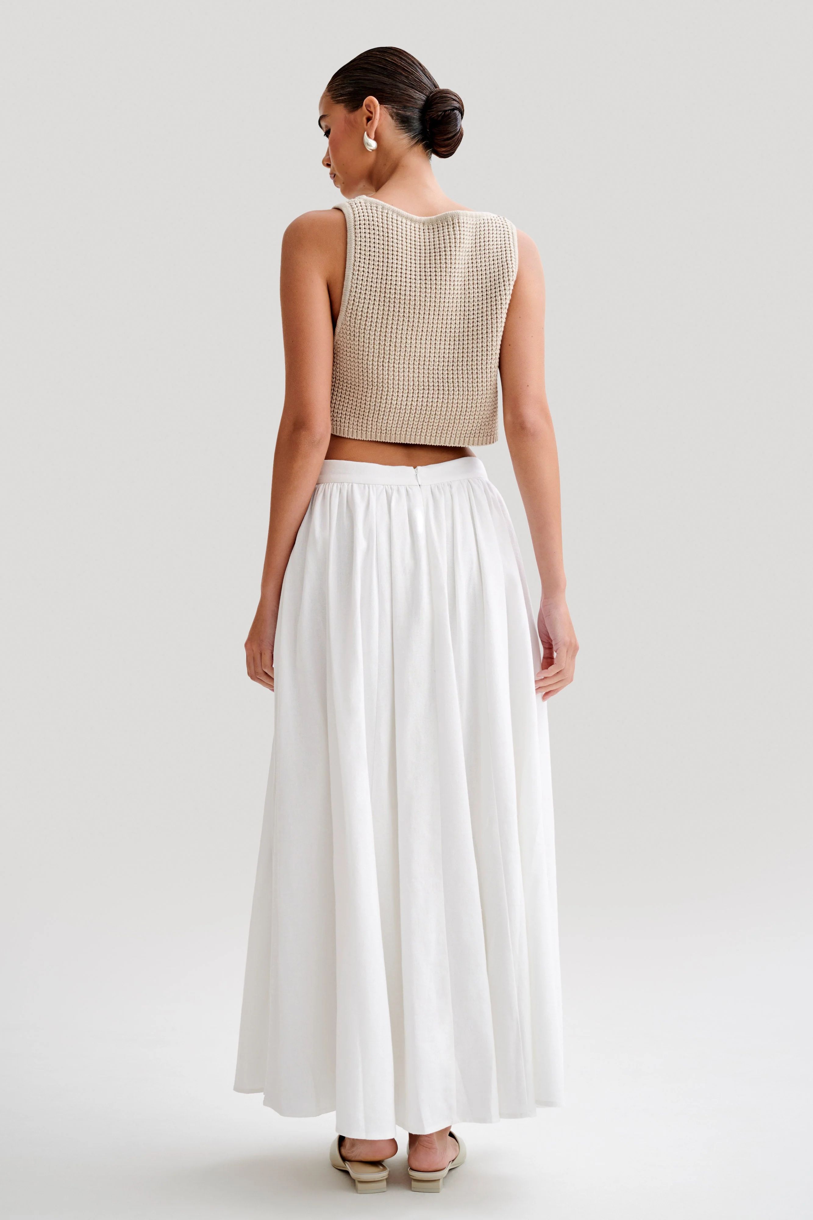 Gianni Sleeveless Knit Top - Natural | MESHKI US