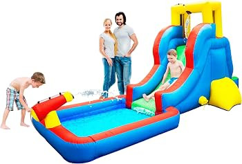 PicassoTiles KC108 Water Slide Park Inflatable Bouncing House w/Pool Area (Splash Zone), Climbing... | Amazon (US)