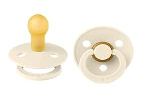 BIBS Pacifiers | Natural Rubber Baby Pacifier | Set of 2 BPA-Free Soothers | Made in Denmark | Iv... | Amazon (US)