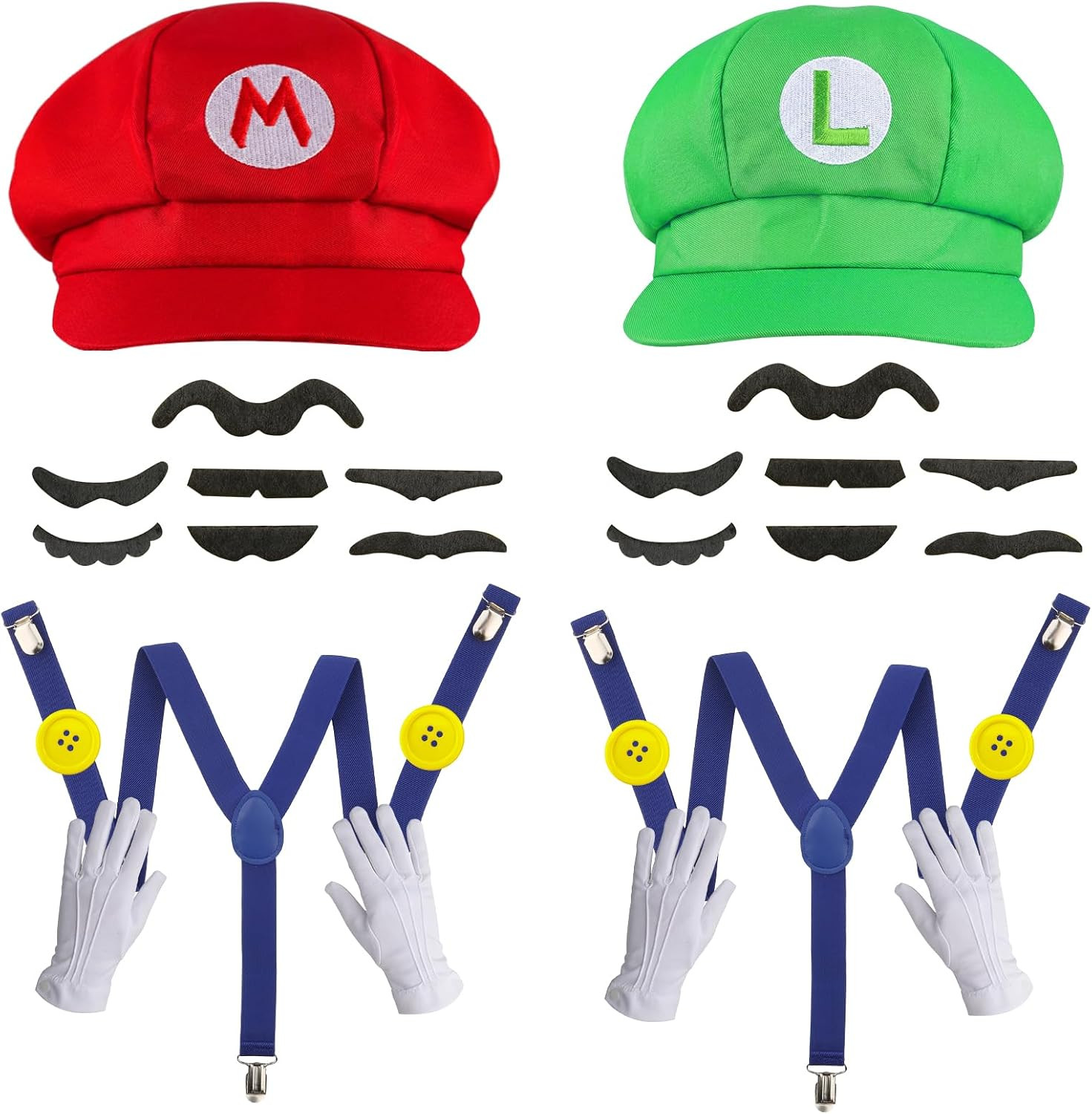 CGD Super Bros Costume Set with Hat, Mustache, Suspenders for Halloween, Instant Dress Up Kit for Cosplay & Christmas | Amazon (US)