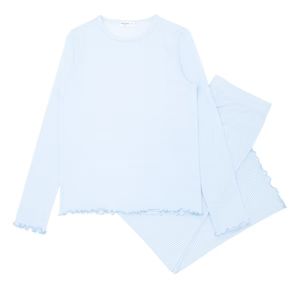 women's pima powder blue stripe pajamas set | minnow