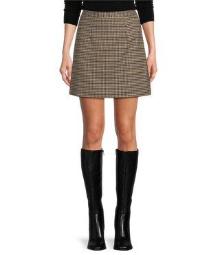 Rosy Woven Menswear Plaid High Rise Mini A-Line Coordinating Skirt | Dillard's