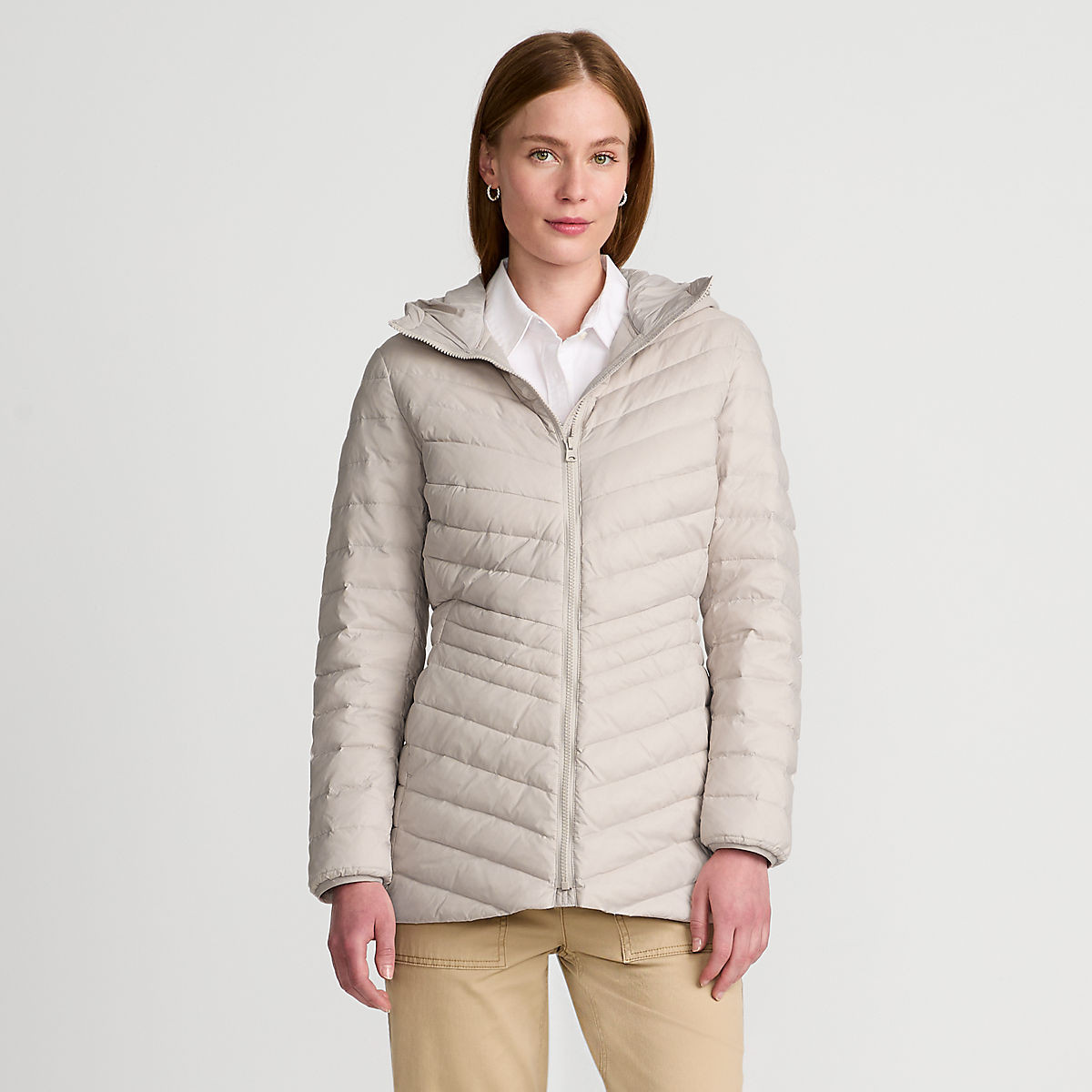 Women's Wanderweight Packable Down Hooded Long Jacket | Lands' End (US)