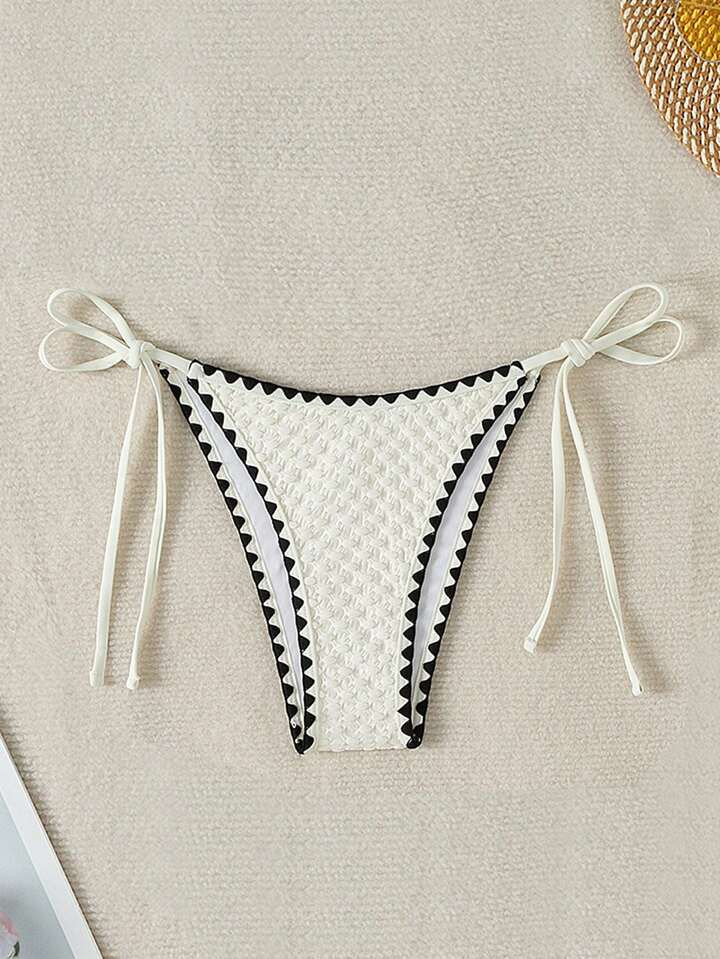 Swim Vcay Women's Color Block Side Lace-Up Bikini Bottom For Beach Holiday Summer | SHEIN