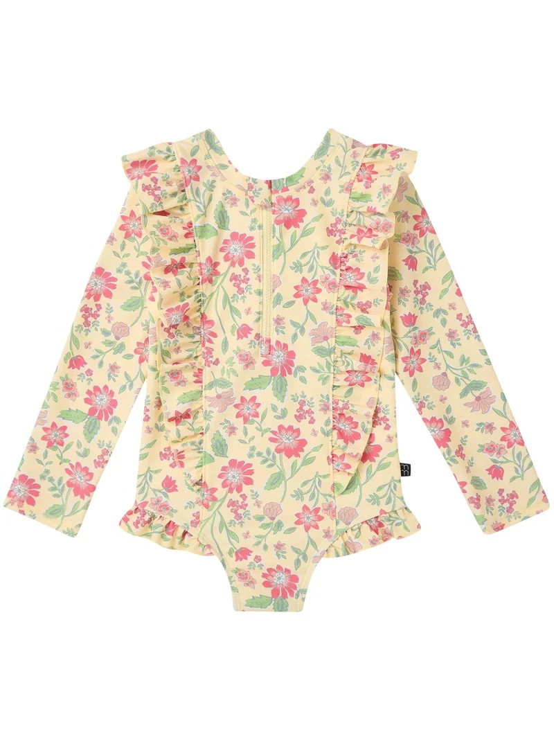 Modern Moments by Gerber Baby and Toddler Girl Rash Guard with Ruffles, Sizes 0/3M-5T | Walmart (US)