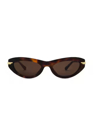 Bottega Veneta Oval Sunglasses in Havana, Gold, & Brown from Revolve.com | Revolve Clothing (Global)