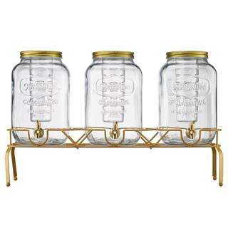 3 Pack 2 Gallon Beverage Dispenser, Drink Dispensers for Parties, Metal Stand, Stainless Steel Spigot, Infuser | The Home Depot