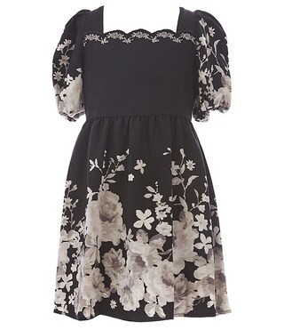 GB Girls Big Girls 7-16 Floral Scalloped Neck Puff Sleeve Baby Doll Dress | Dillard's | Dillard's