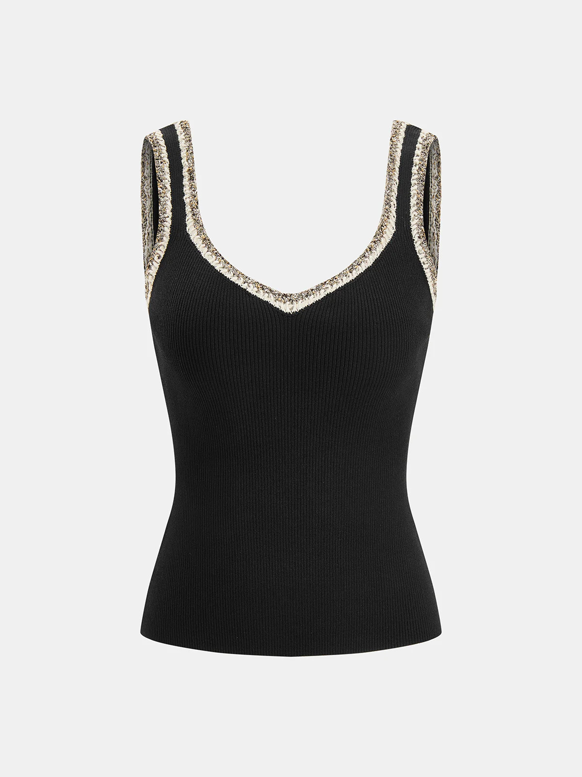 Contrast Trim Ribbed Knit Tank Top | Commense