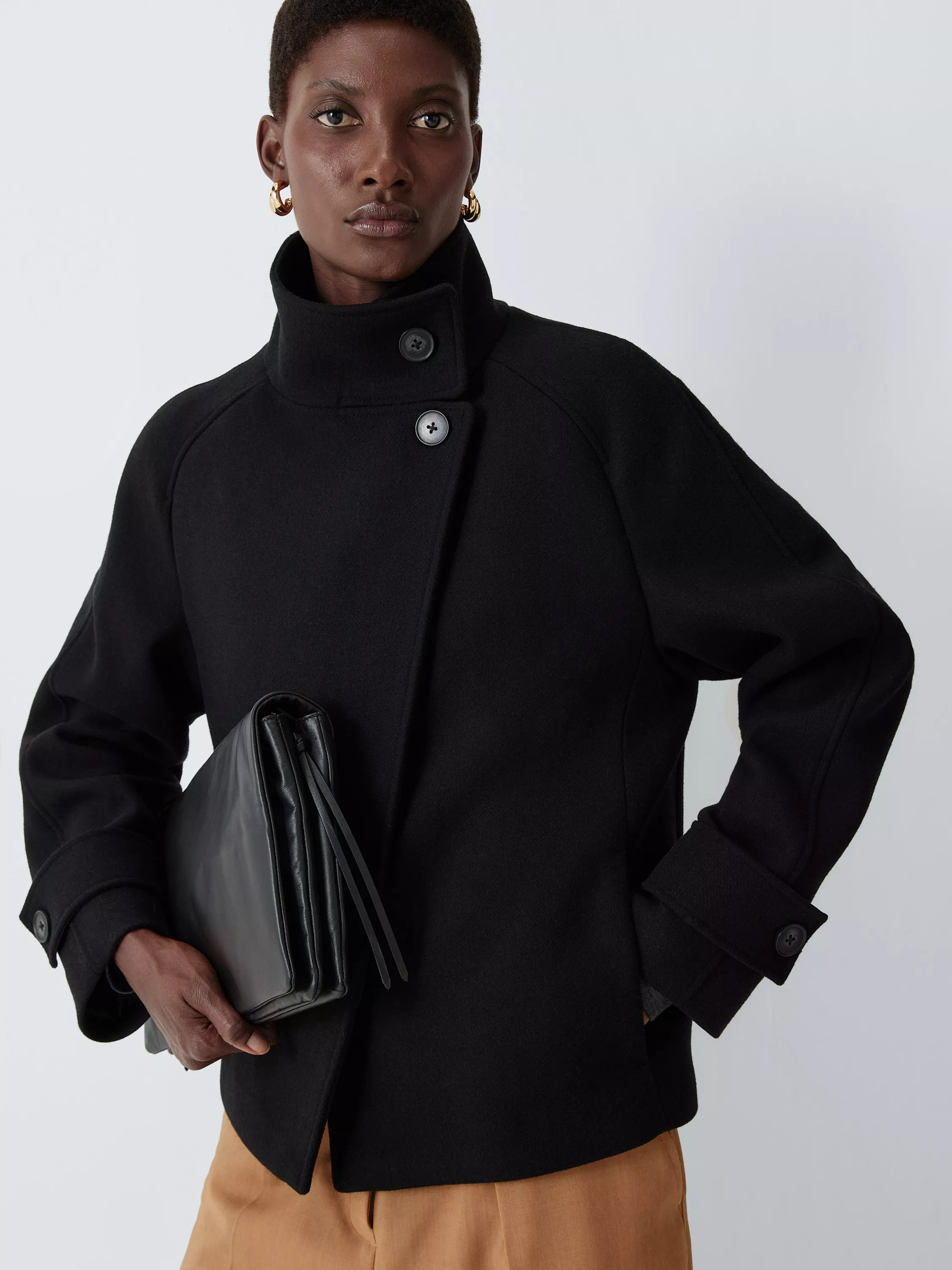 John Lewis Wool Blend Funnel Neck Short Coat | John Lewis (UK)