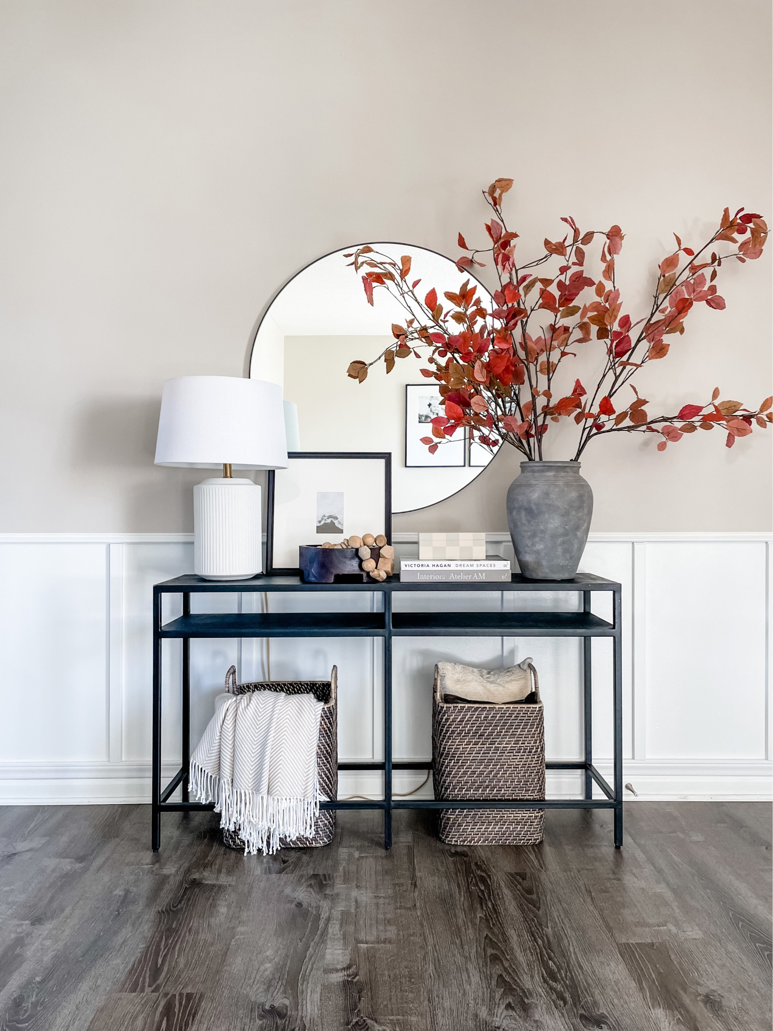 Fall entryway table, console table
Fall floral, faux stems, pottery barn, crate & barrel, vase, lamp, Target finds, studio McGee threshold, McGee & co, basket, storage, mirror, frame, throw

#LTKstyletip #LTKSeasonal #LTKhome