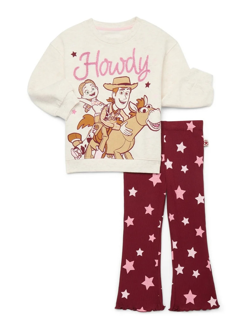 Toy Story Toddler Girls Long Sleeve Graphic Print Sweatshirt and Matching Flare Leggings Set, 2-P... | Walmart (US)