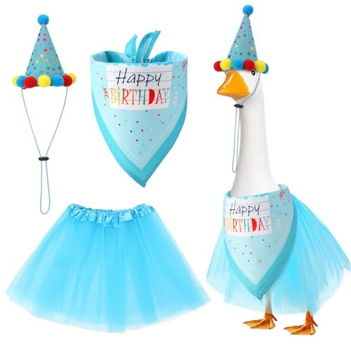 Hoemwarm Birthday Porch Goose Outfits with Birthday Hat Bandana and Tutu Skirt Yard Lawn Goose Statue Clothes for 23" 17" Cement Plastic Goose Duck Decor | Amazon (US)