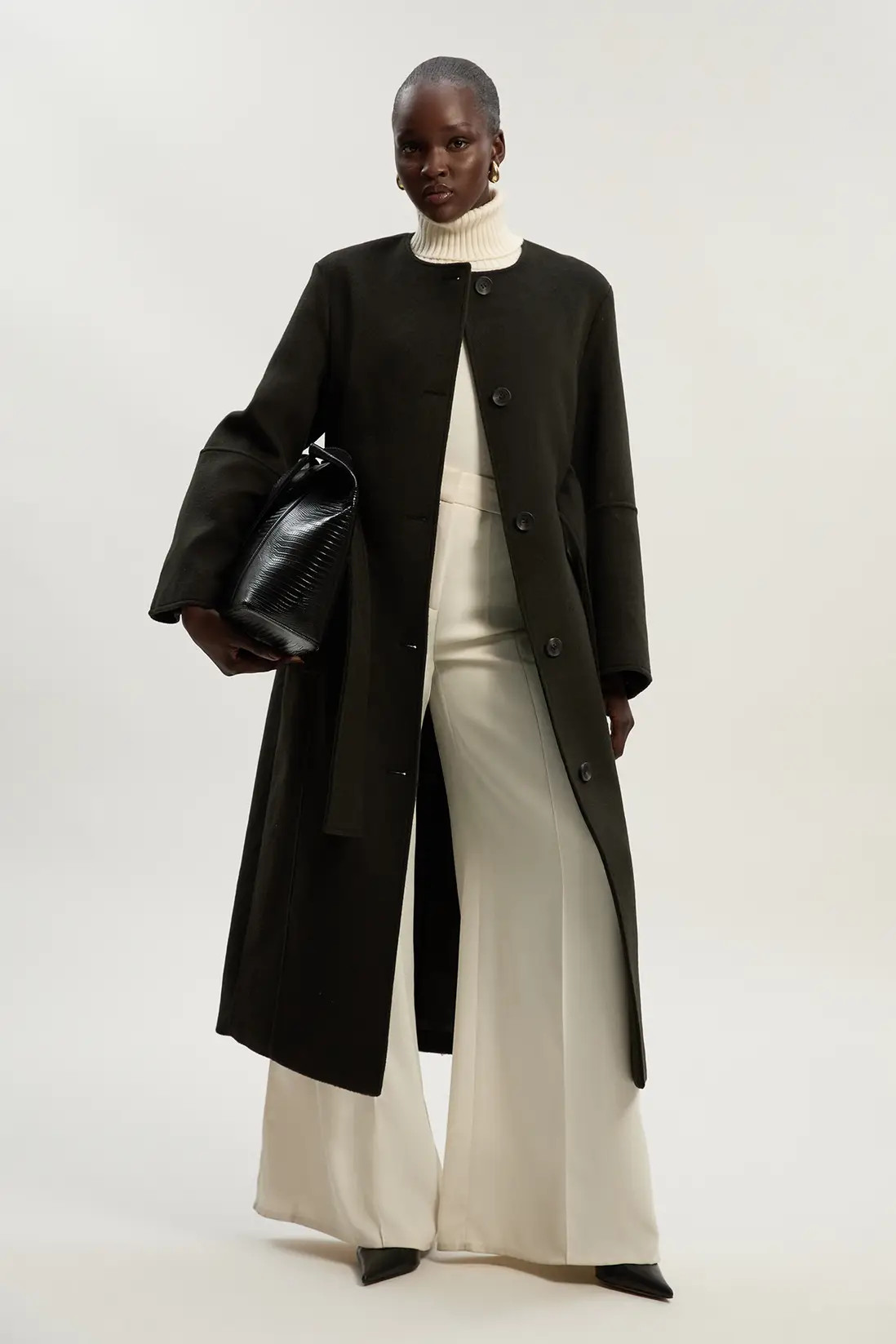 Jackets & Coats | Brushed Wool Single Breasted Belted Tailored Maxi Coat | KarenMillen | Karen Millen US