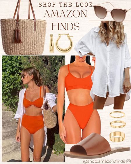 ✨ Pinterest Inspired Look ✨
Love this beach/vacation look for the spring/summer. Orange bikini, white swim coverup, and accessories all from Amazon!

#LTKswim #LTKitbag #LTKstyletip