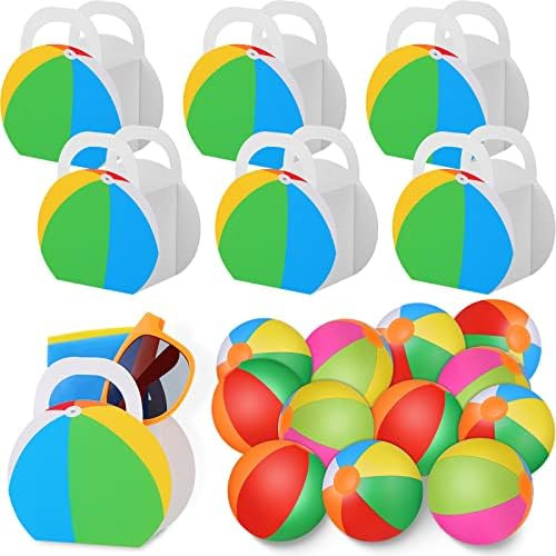 24 Pcs Pool and Beach Party Favors Beach Ball Treat Boxes Inflatable Beach Ball Pool Party Toys Summ | Amazon (US)