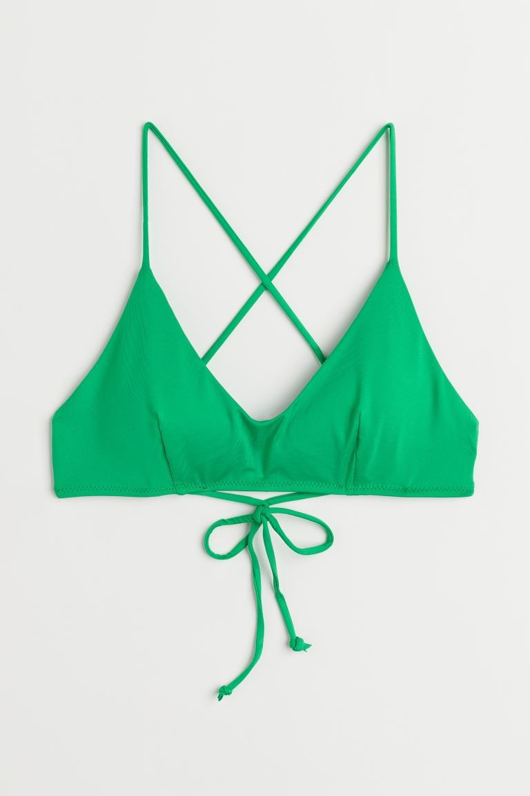 Padded Bikini Top - Green - Ladies | H&M US | H&M (US + CA)