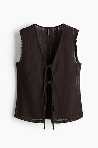 H & M - Knit Tie-Front Top - Brown | H&M (US + CA)