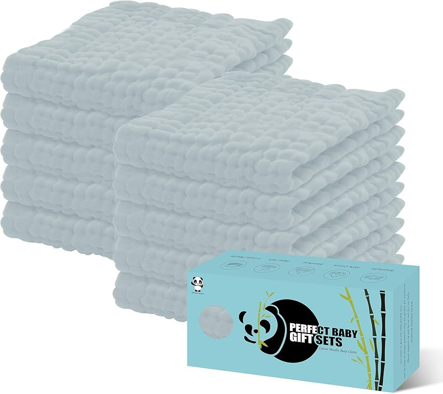 HIPHOP PANDA 10 Pack 6-Layers Muslin Burp Cloths Large - Durable 100% Cotton - Baby Essentials Ex... | Amazon (US)
