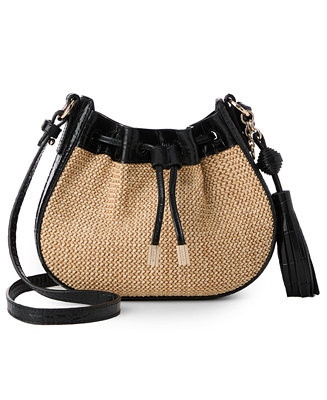 Brahmin Eliana Folsom Mini Raffia Drawstring Crossbody Bag - Macy's | Macy's
