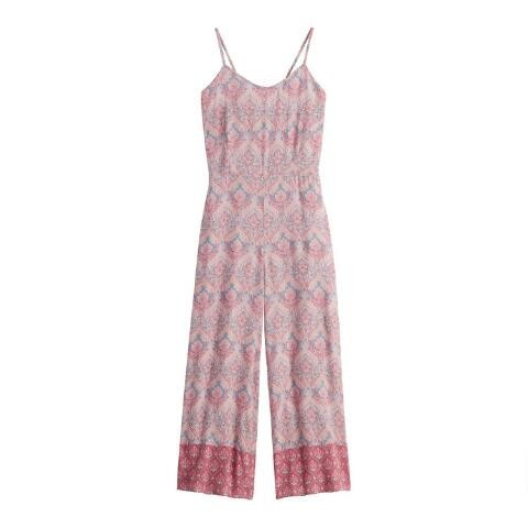 Pink Surf Damask Alice Jumpsuit Pajamas With Pockets | World Market