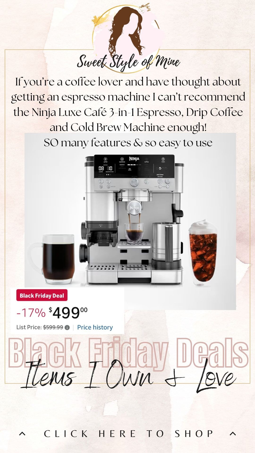 Black Friday Deals: Ninja Luce Cafe coffee and espresso machine with built in grinder and frother 🎄❤️ If you’re a coffee lover you will LOVE this machine! Super user friendly and easy to clean + makes amazing lattes 

#LTKCyberWeek #LTKHoliday #LTKGiftGuide