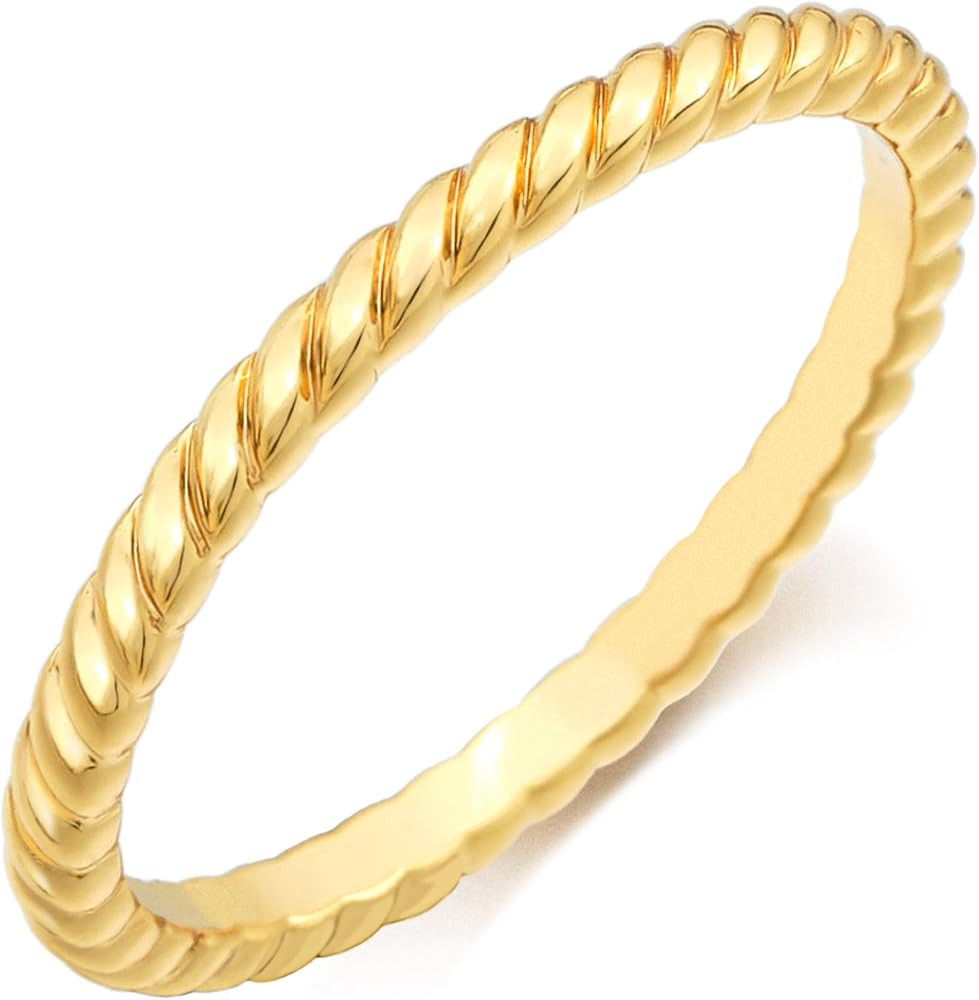 STORYJEWELLERY Gold Plated Rings for Women, Gold Plated Band Ring, Stackable Wedding Bands for Wo... | Amazon (US)