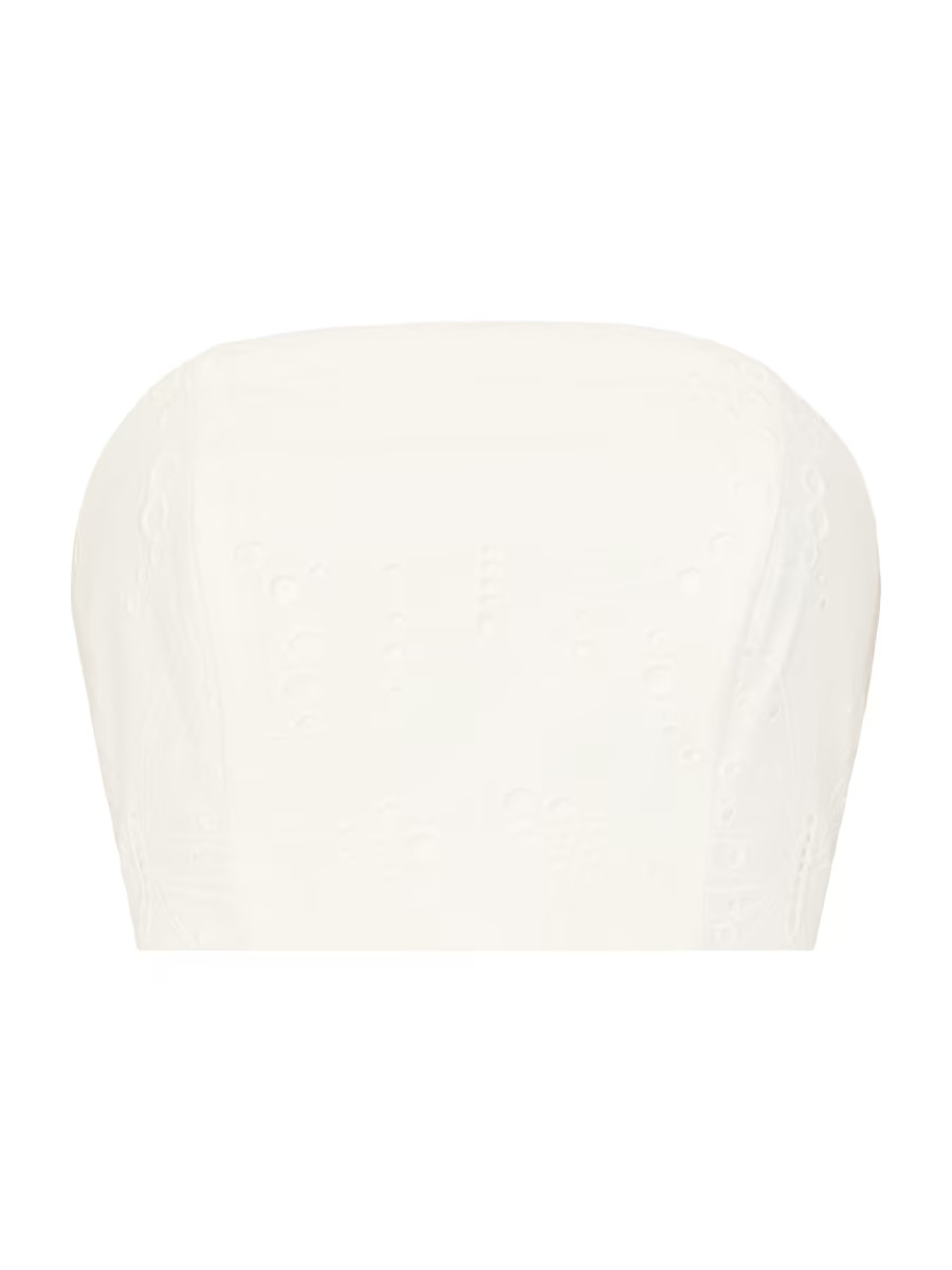 Milly Butterfly Eyelet Strapless Crop Top | Saks Fifth Avenue | Saks Fifth Avenue