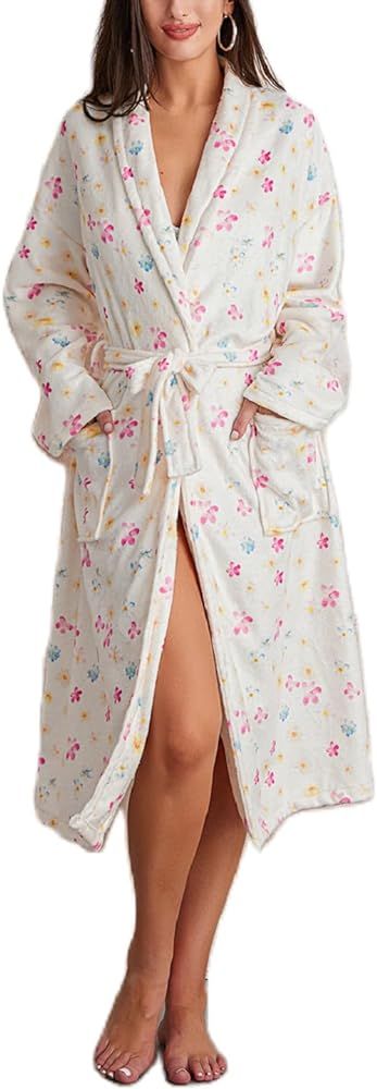 Seyurigaoka Women Y2k Fruit Robe Fleece Soft Warm Kimono Bathrobe Gown Cozy Long Robe Winter Nigh... | Amazon (US)