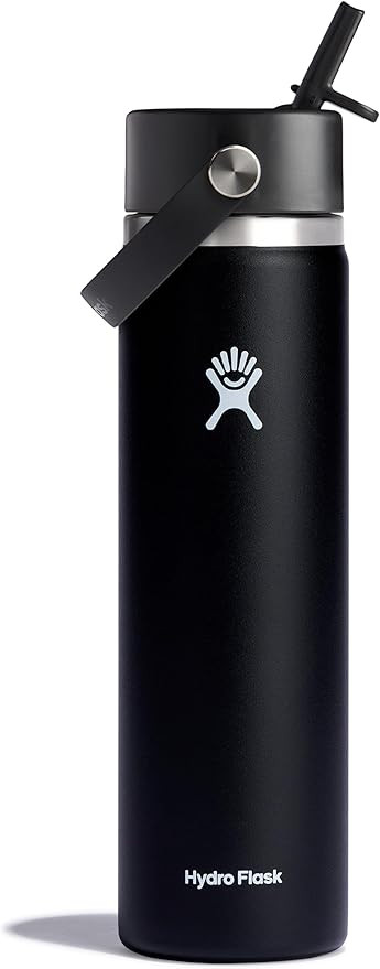 Hydro Flask Water Bottle - Insulated Stainless Steel - Wide Straw Lid, Non Spill, Leakproof in 24... | Amazon (US)