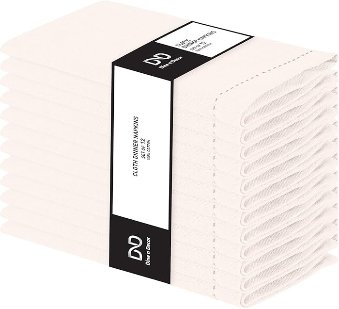 Set of 12 Hemstitch Cloth Dinner Napkins 100% Cotton - Soft Durable Washable - Ideal for Events W... | Amazon (US)