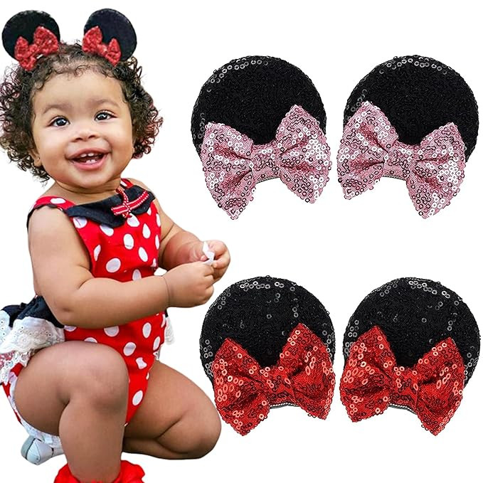 Ayesha Mouse Ears Hair Clips Halloween Mouse Ears for Toddler Girls Sequin Mouse Bows Barrettes H... | Amazon (US)